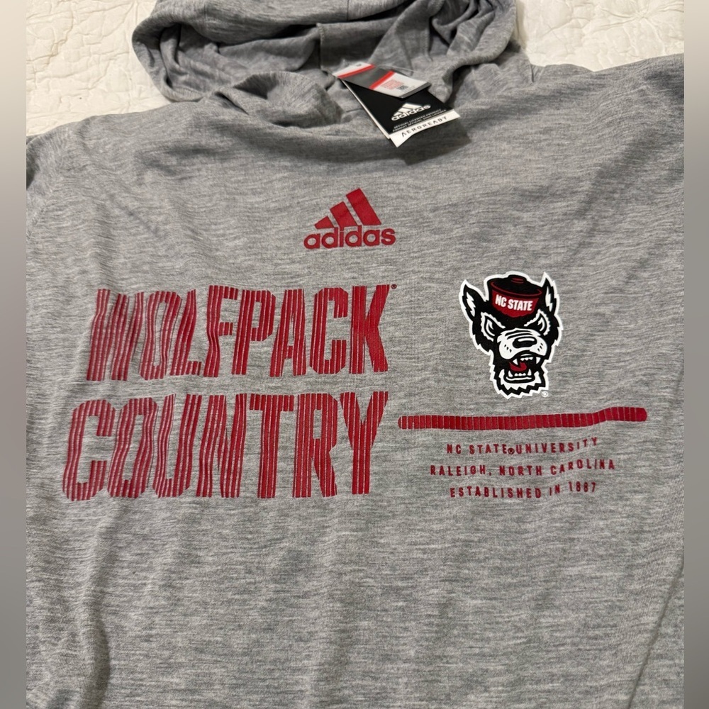 Adidas NC State Wolfpack Country Pullover Hoodie Gray Size Large New with tags - Picture 2 of 8